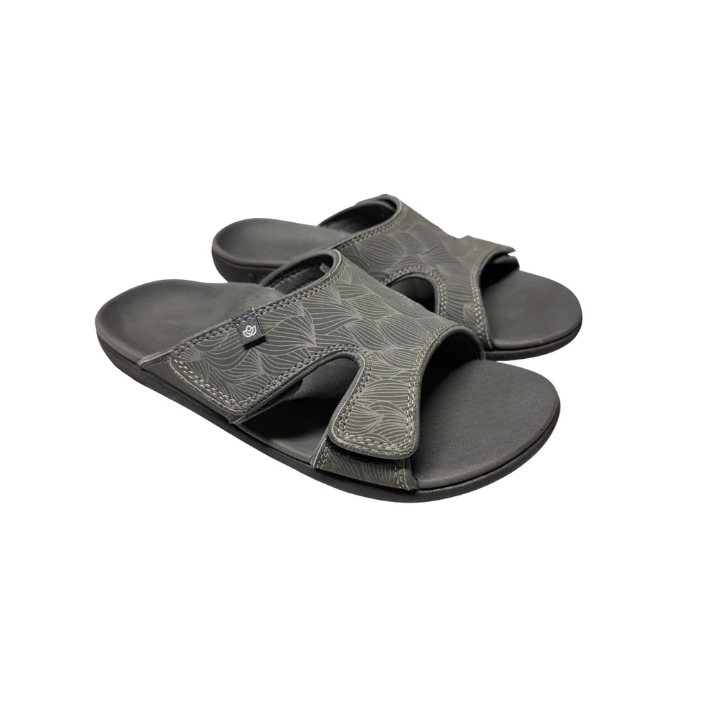 Spenco Kholo Wave Slide Women's Sandals 9W Wide Slip On Gray Beach Summer Casual